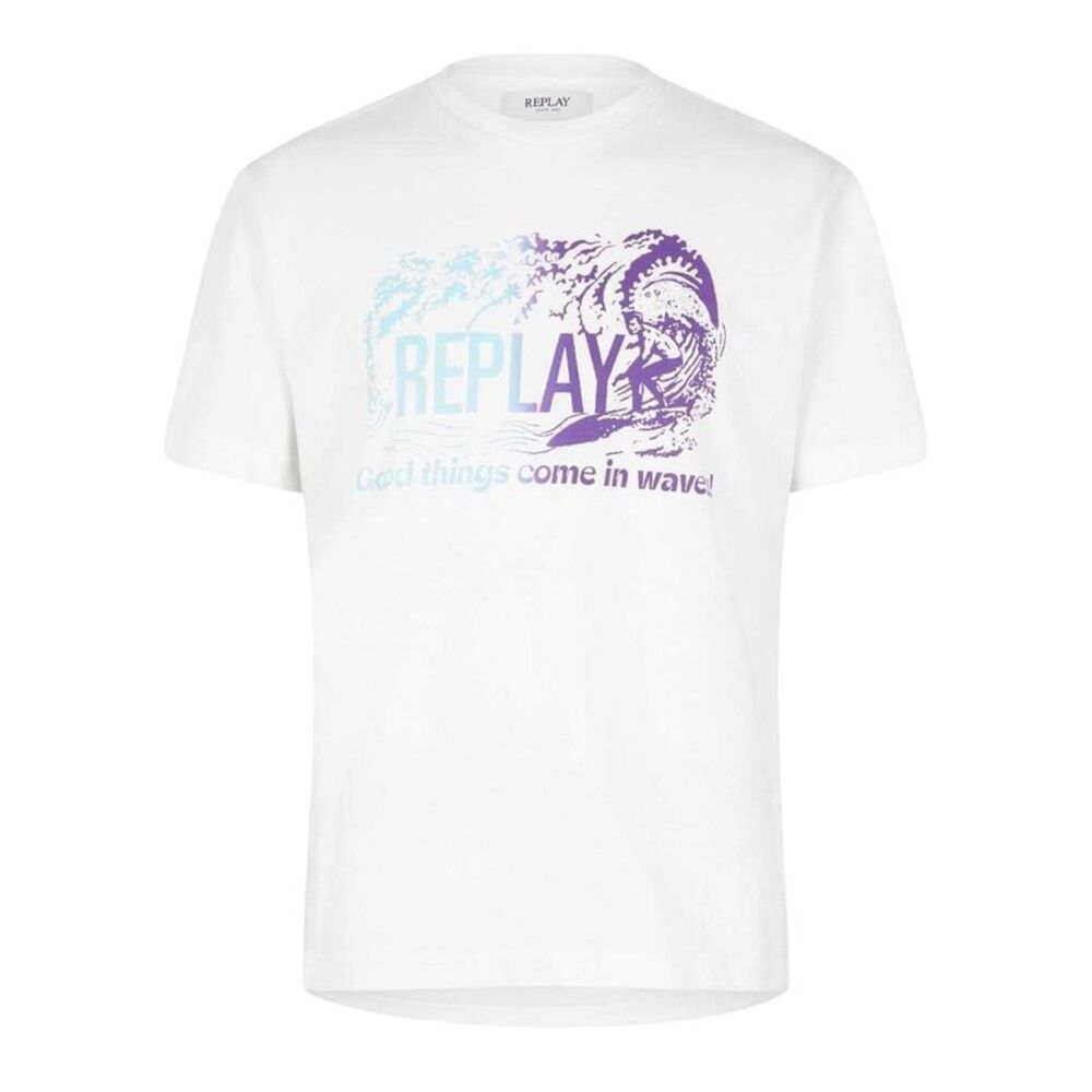 Replay Mens Waves Logo T-Shirt / White